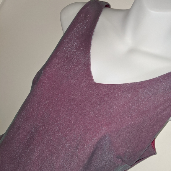 3/$25 Suzy Shier Iridescent Sparkly Purple Pink V Neck Tank Vintage - Picture 2 of 8